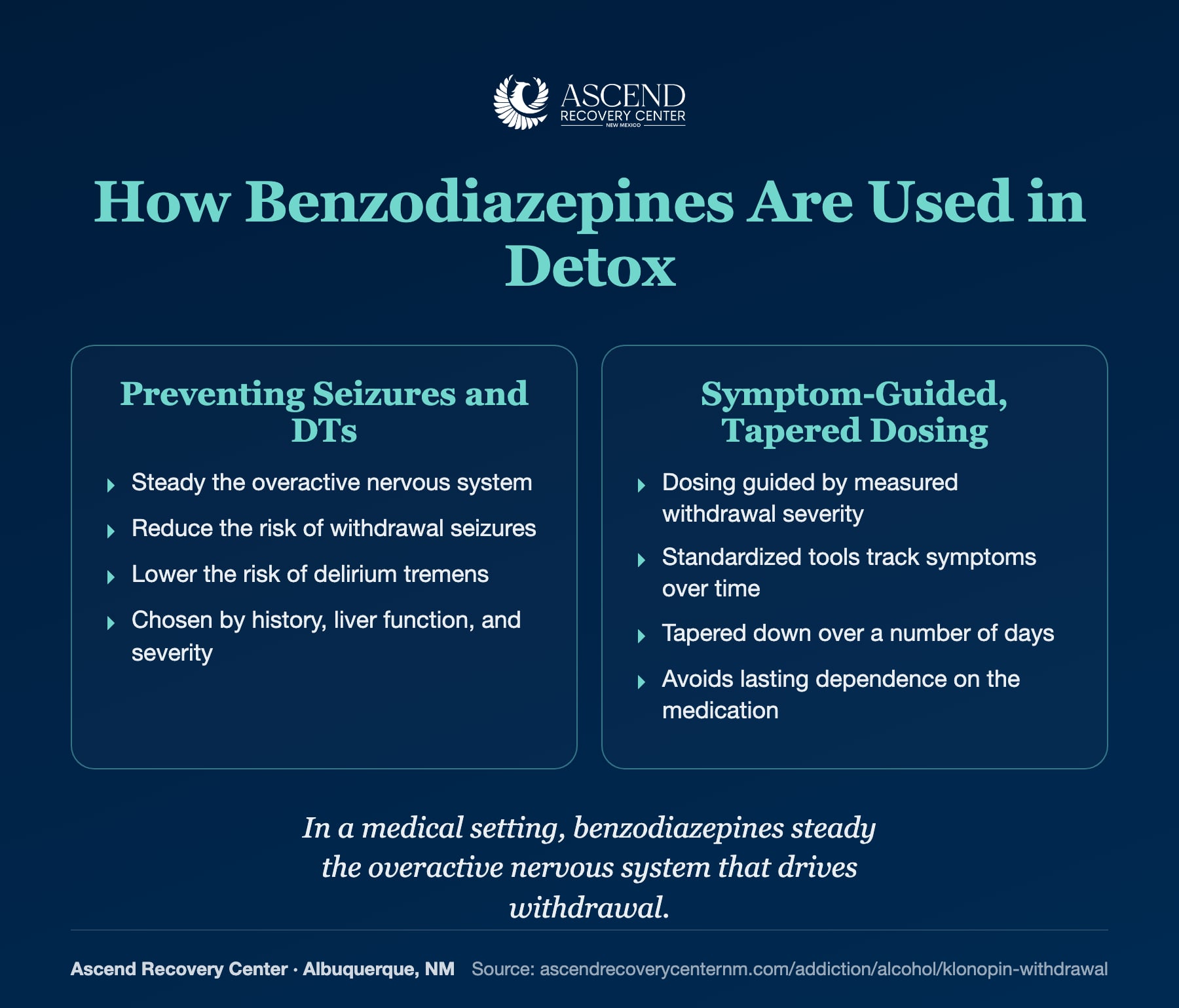 How benzodiazepines are used in supervised detox to prevent seizures and taper safely